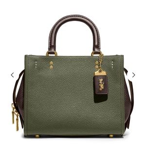 Coach Rogue 25 In Regenerative Leather ColorBlock Army Green